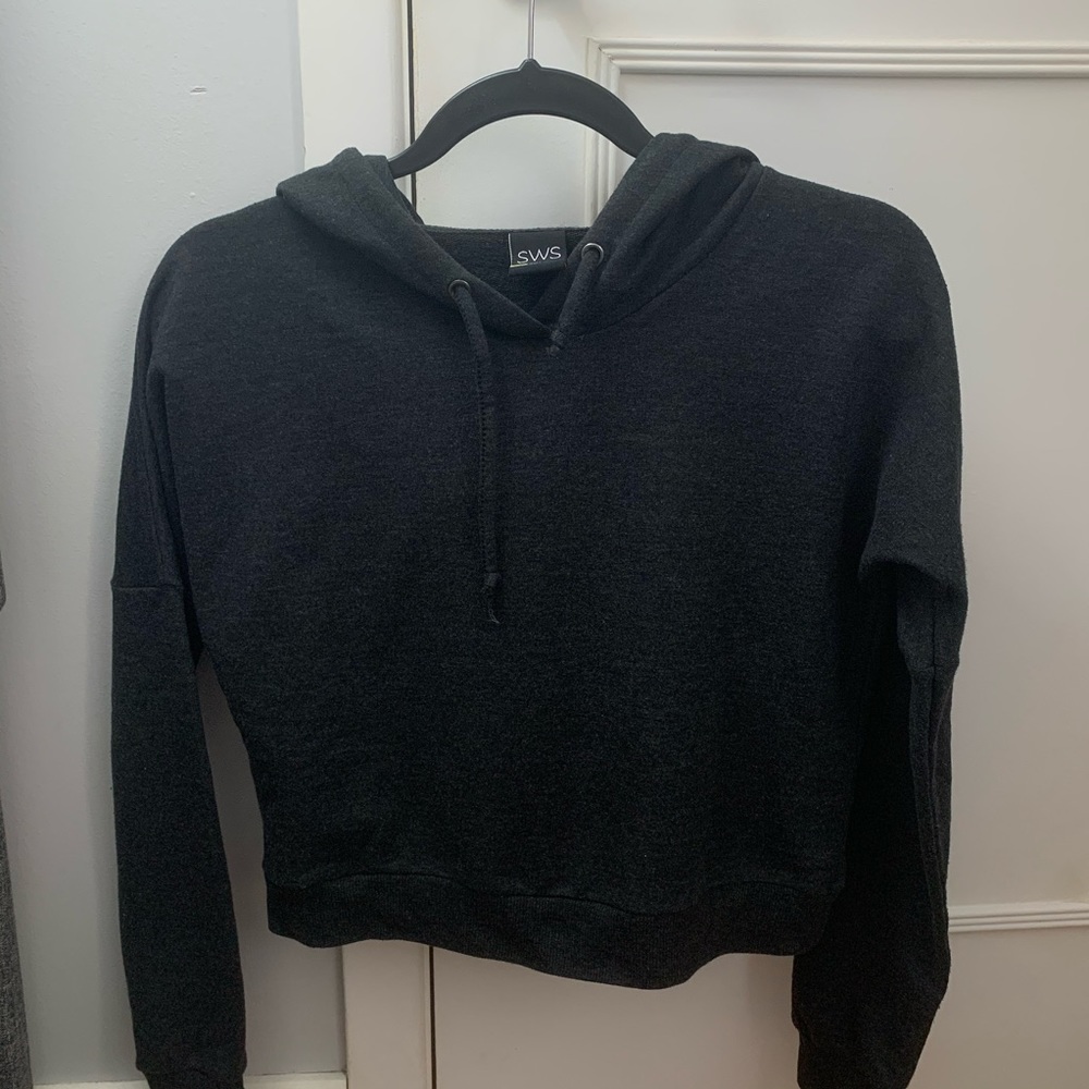 Dark grey cropped hoodie